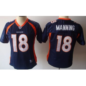 Denver Broncos #18 Peyton Manning Blue Womens Jersey