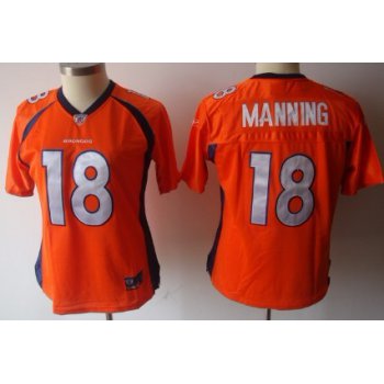 Denver Broncos #18 Peyton Manning Orange Womens Jersey