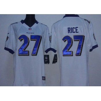 Nike Baltimore Ravens #27 Ray Rice White Game Womens Jersey
