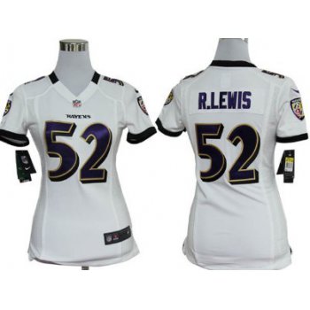 Nike Baltimore Ravens #52 Ray Lewis White Game Womens Jersey