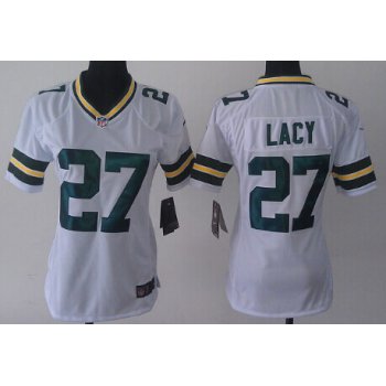 Nike Green Bay Packers #27 Eddie Lacy White Game Womens Jersey