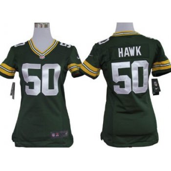 Nike Green Bay Packers #50 A.J. Hawk Green Game Womens Jersey