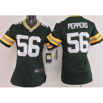 Nike Green Bay Packers #56 Julius Peppers Green Game Womens Jersey