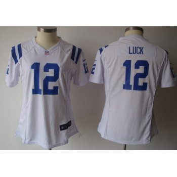 Nike Indianapolis Colts #12 Andrew Luck White Game Womens Jersey