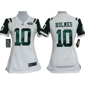 Nike New York Jets #10 Santonio Holmes White Game Womens Jersey