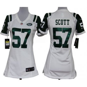 Nike New York Jets #57 Bart Scott White Game Womens Jersey