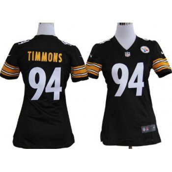 Nike Pittsburgh Steelers #94 Lawrence Timmons Black Game Womens Jersey