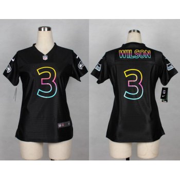 Nike Seattle Seahawks #3 Russell Wilson Pro Line Black Fashion Womens Jersey