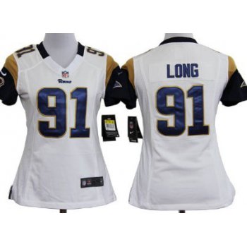 Nike St. Louis Rams #91 Chris Long White Game Womens Jersey