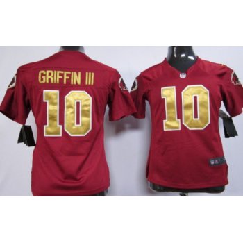 Nike Washington Redskins #10 Robert Griffin III Red With Gold Womens Jersey