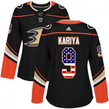 Adidas Anaheim Ducks #9 Paul Kariya Black Home Authentic USA Flag Women's Stitched NHL Jersey
