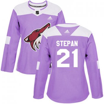Adidas Arizona Coyotes #21 Derek Stepan Purple Authentic Fights Cancer Women's Stitched NHL Jersey