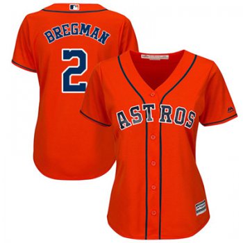 Houston Astros #2 Alex Bregman Orange Alternate Women's Stitched Baseball Jersey
