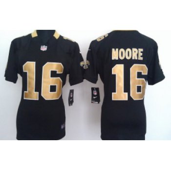 Nike New Orleans Saints #16 Lance Moore Black Game Womens Jersey