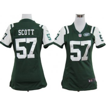 Nike New York Jets #57 Bart Scott Green Game Womens Jersey