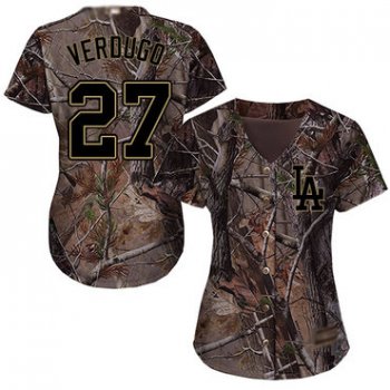 Dodgers #27 Alex Verdugo Camo Realtree Collection Cool Base Women's Stitched Baseball Jersey