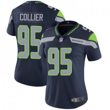Seahawks #95 L.J. Collier Steel Blue Team Color Women's Stitched Football Vapor Untouchable Limited Jersey