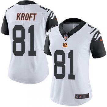Women's Nike Cincinnati Bengals #81 Tyler Kroft White Stitched NFL Limited Rush Jersey