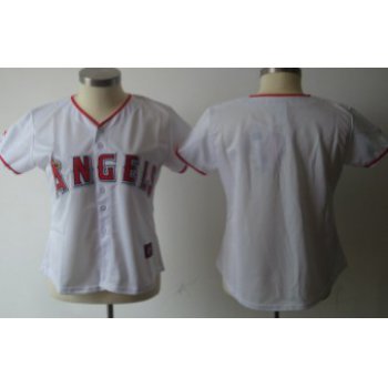 LA Angels of Anaheim Blank White With Red Womens Jersey