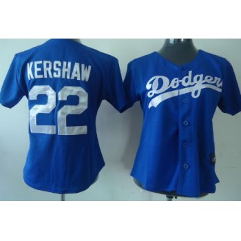 Los Angeles Dodgers #22 Clayton Kershaw Blue Womens Jersey