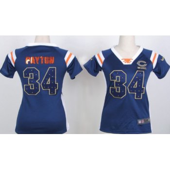 Nike Chicago Bears #34 Walter Payton Drilling Sequins Blue Womens Jersey