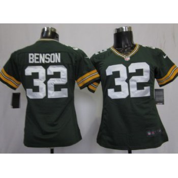 Nike Green Bay Packers #32 Cedric Benson Green Game Womens Jersey