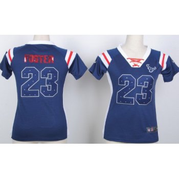 Nike Houston Texans #23 Arian Foster Drilling Sequins Blue Womens Jersey