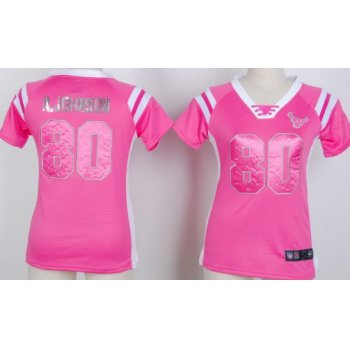 Nike Houston Texans #80 Andre Johnson Drilling Sequins Pink Womens Jersey