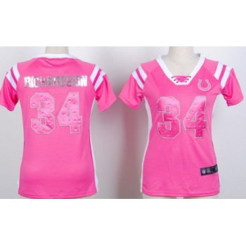 Nike Indianapolis Colts #34 Trent Richardson Drilling Sequins Pink Womens Jersey