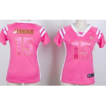 Nike Minnesota Vikings #15 Greg Jennings Drilling Sequins Pink Womens Jersey