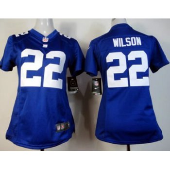 Nike New York Giants #22 David Wilson Blue Game Womens Jersey