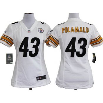 Nike Pittsburgh Steelers #43 Troy Polamalu White Womens Jersey