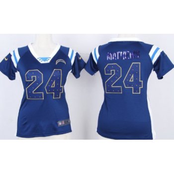 Nike San Diego Chargers #24 Ryan Mathews Drilling Sequins Navy Blue Womens Jersey