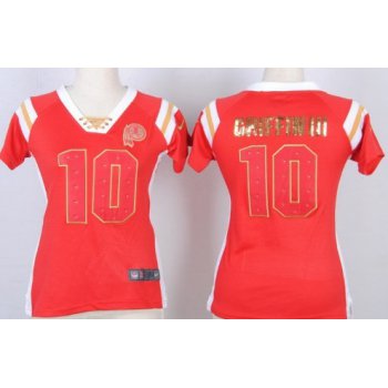 Nike Washington Redskins #10 Robert Griffin III Drilling Sequins Red Womens Jersey