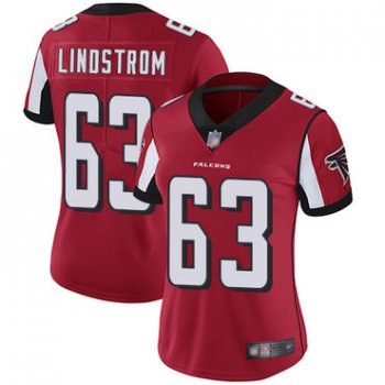 Falcons #63 Chris Lindstrom Red Team Color Women's Stitched Football Vapor Untouchable Limited Jersey