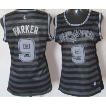 San Antonio Spurs #9 Tony Parker Gray With Black Pinstripe Womens Jersey