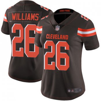 Browns #26 Greedy Williams Brown Team Color Women's Stitched Football Vapor Untouchable Limited Jersey