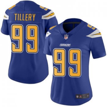 Chargers #99 Jerry Tillery Electric Blue Women's Stitched Football Limited Rush Jersey