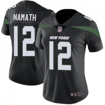Jets #12 Joe Namath Black Alternate Women's Stitched Football Vapor Untouchable Limited Jersey
