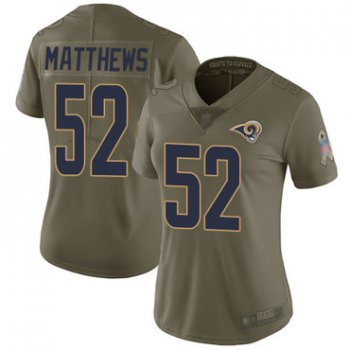 Rams #52 Clay Matthews Olive Women's Stitched Football Limited 2017 Salute to Service Jersey