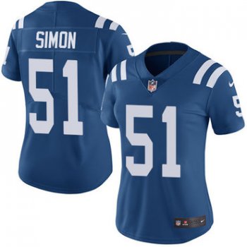 Women's Nike Indianapolis Colts #51 John Simon Royal Blue Team Color Stitched NFL Vapor Untouchable Limited Jersey