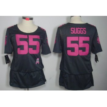 Nike Baltimore Ravens #55 Terrell Suggs Breast Cancer Awareness Gray Womens Jersey