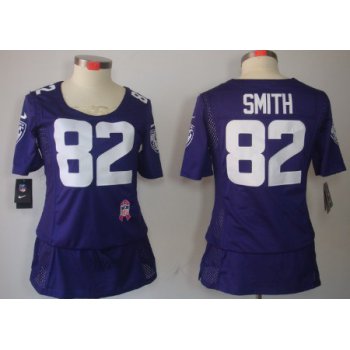 Nike Baltimore Ravens #82 Torrey Smith Breast Cancer Awareness Purple Womens Jersey