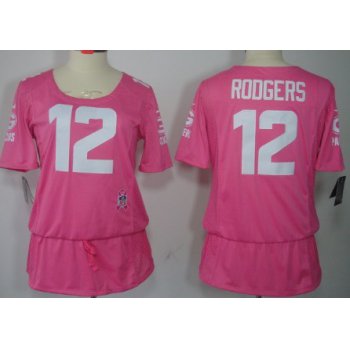Nike Green Bay Packers #12 Aaron Rodgers Breast Cancer Awareness Pink Womens Jersey