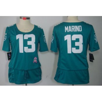 Nike Miami Dolphins #13 Dan Marino Breast Cancer Awareness Green Womens Jersey