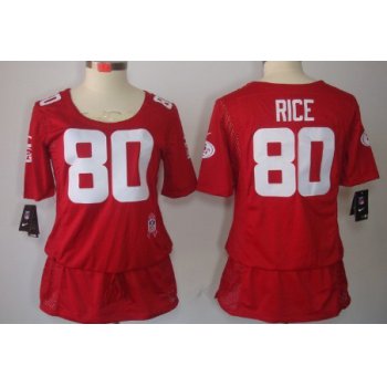 Nike San Francisco 49ers #80 Jerry Rice Breast Cancer Awareness Red Womens Jersey
