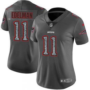 Women's Nike New England Patriots #11 Julian Edelman Gray Static Stitched NFL Vapor Untouchable Limited Jersey