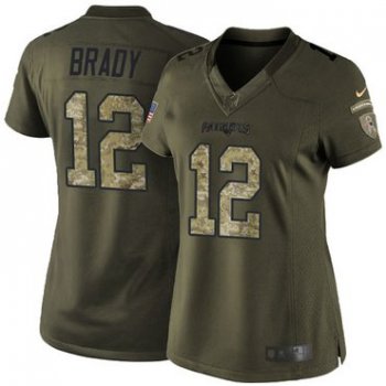 Women's Nike New England Patriots #12 Tom Brady Green Stitched NFL Limited 2015 Salute to Service Jersey
