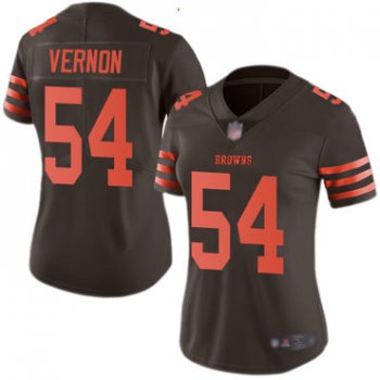 Browns #54 Olivier Vernon Brown Women's Stitched Football Limited Rush Jersey