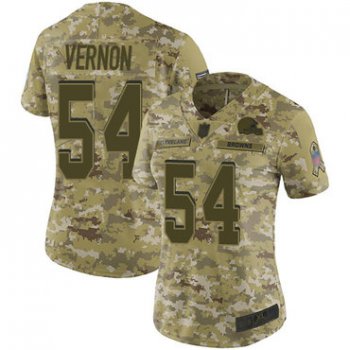 Browns #54 Olivier Vernon Camo Women's Stitched Football Limited 2018 Salute to Service Jersey